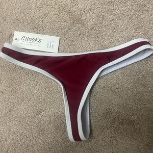 Chooks LA red/white bikini thong bottom size S